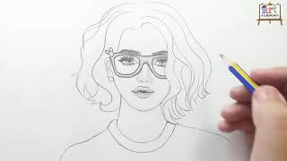 تعليم الرسم/رسم بنت كيوت سهله جداً للمبتدئين خطوه بخطوه♥