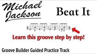 Beat It Drum Groove - Michael Jackson | 🥁 Drums Only Practice Track | 60-144 bpm