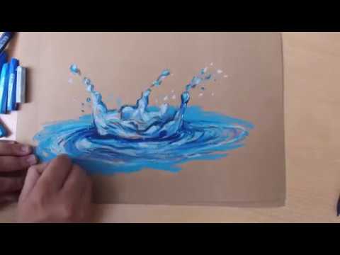 Tutorial How To Draw Water Splash Using Pastel Colors Youtube