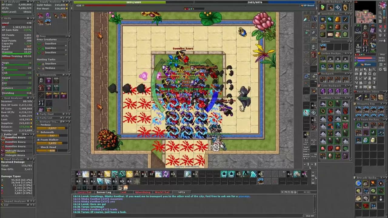 Asura Mirror XP Tibia Hunt 2 Solo RP [+400 ] Skill Wheel YouTube
