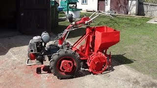 Potato planter to motoblock made by own hands.