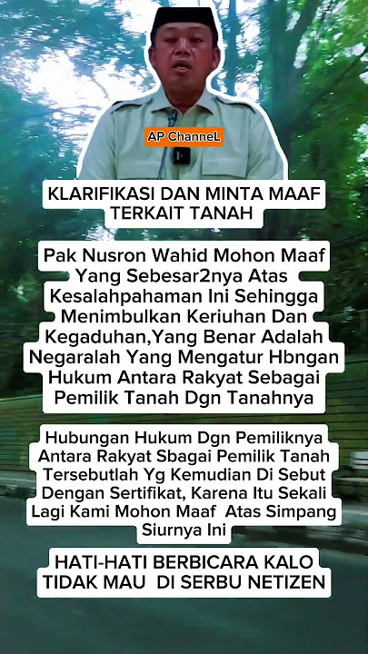 Klarifikasi Dan Minta Maaf Pak Nusron Wahid Terkait Tanah. . #prabowo #shortsviral #masukberanda