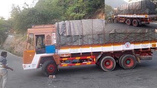 Struggled Heavy Load Truck on Ghat Section New Driver