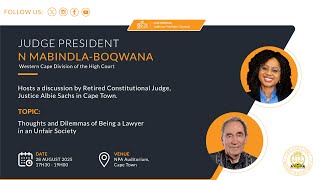 Judge President Mabindla-Boqwana hosts retired Constitutional Court Justice Albie Sachs | 28/08/2025