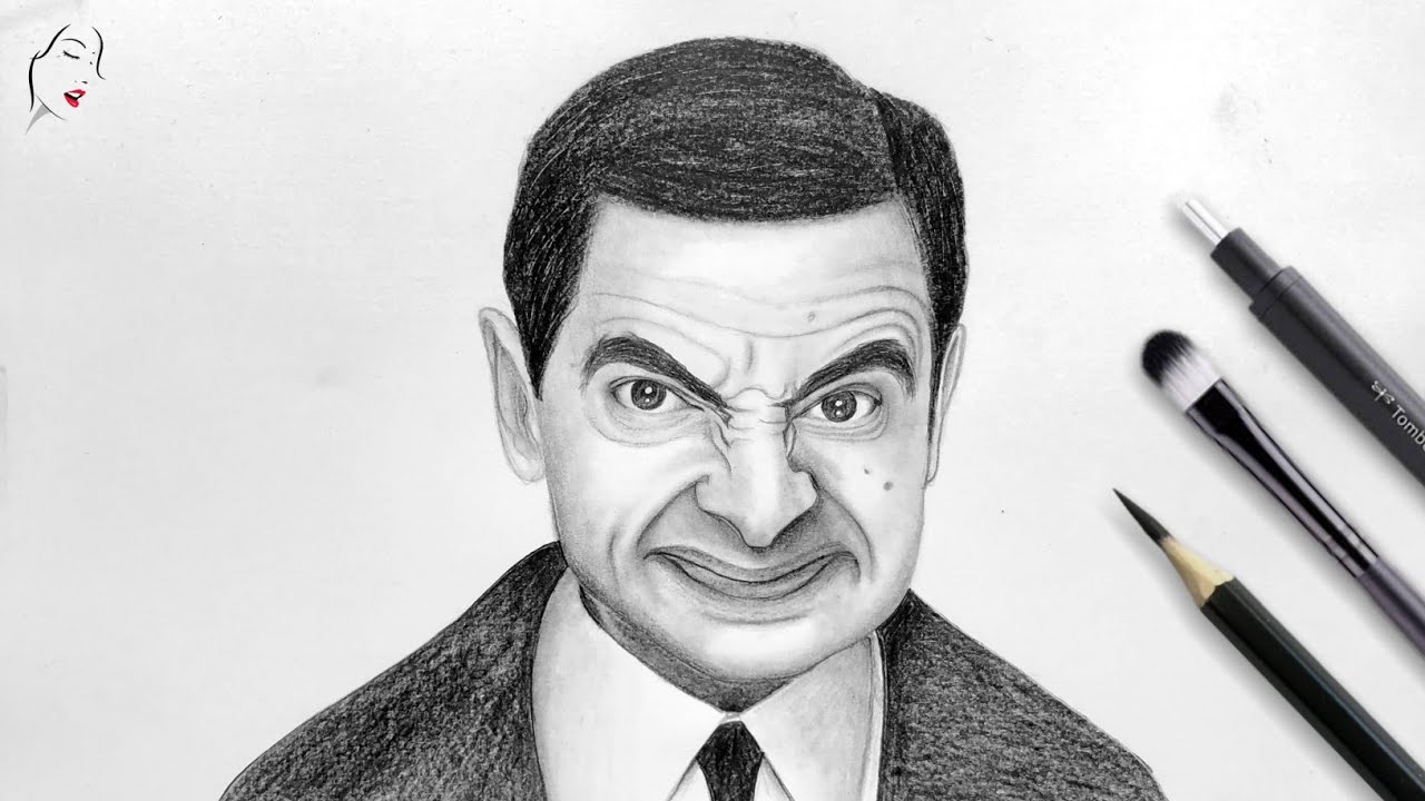 Mr Bean charcoal portrait  Art drawings sketches creative Cartoon  drawings Marvel art drawings