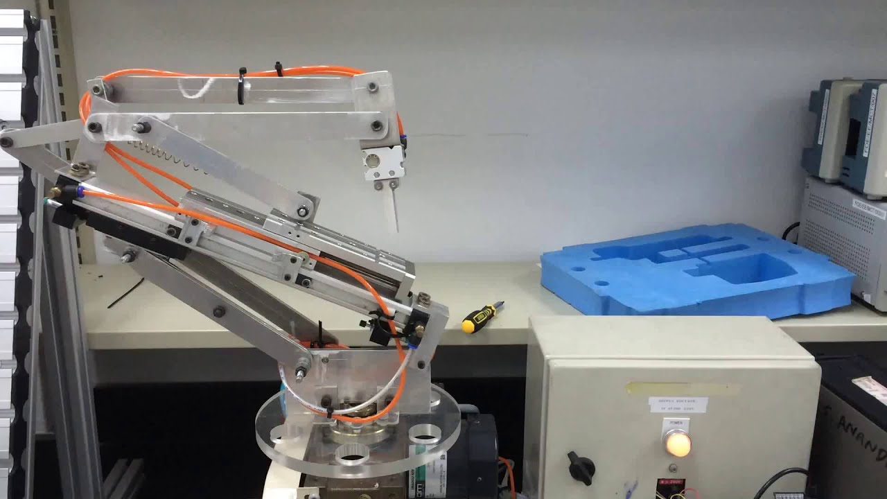 Three axes articulated Pneumatic Robotic Arm  controlled 