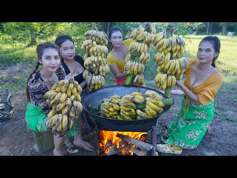 Amazing cooking Fried banana recipe| make banana cake recipe