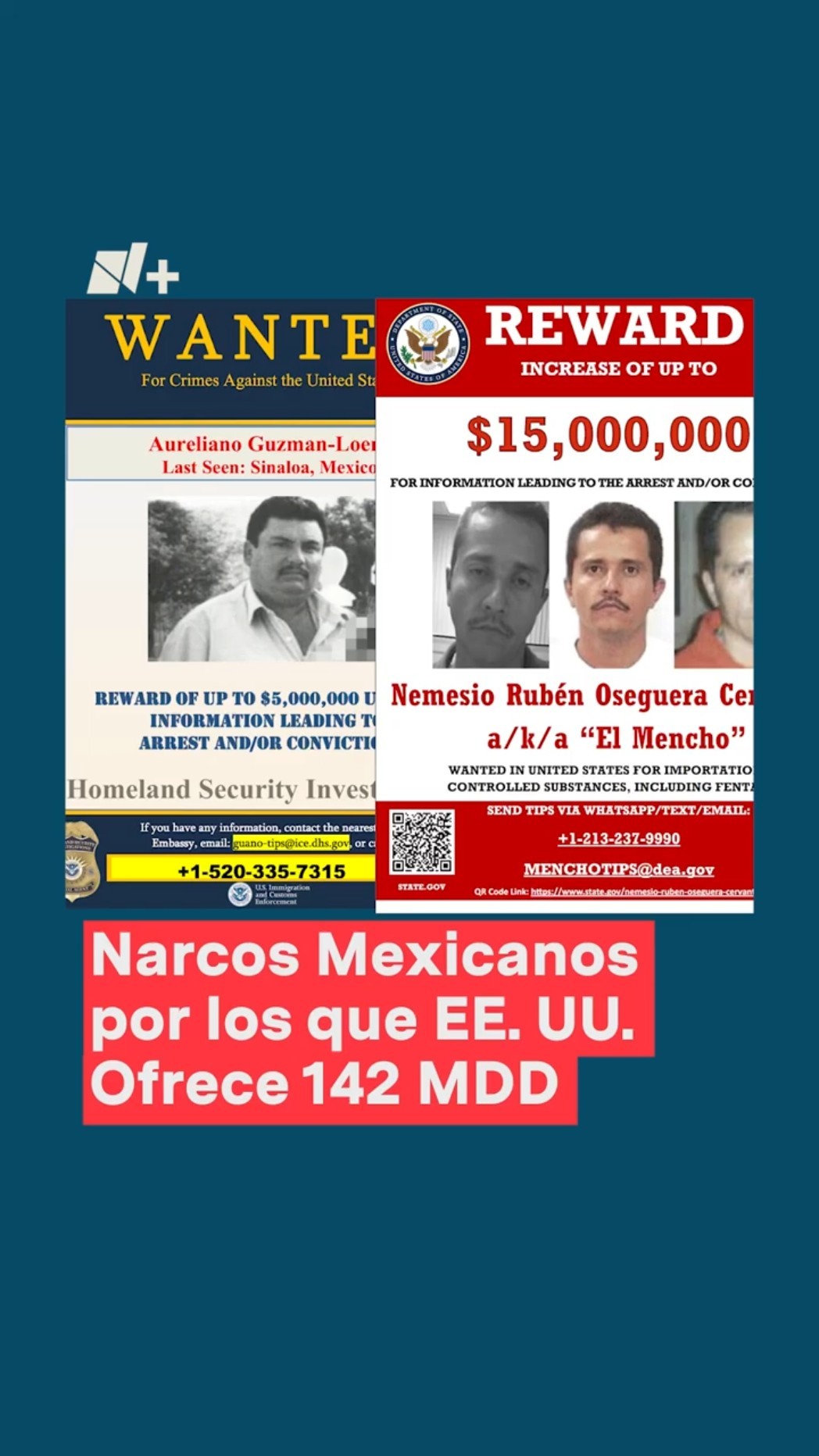 Estos son los narcos mexicanos por los que EE. UU. ofrece 142 MDD - N+ #Shorts
