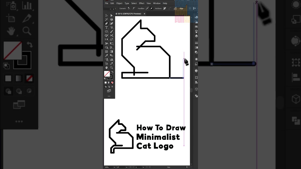 How To Draw Minimal cat in Adobe Illustrator Tutorial Vector