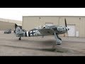 Focke-Wulf FW 190 WWII Fighter Startup.  BIG Backfire, Yow!