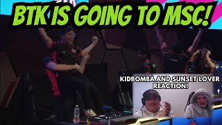 Kidbomba and Sunset Lover's Reaction to BTK Winning the NACT FINALS Againts Gaimin Gladiators!
