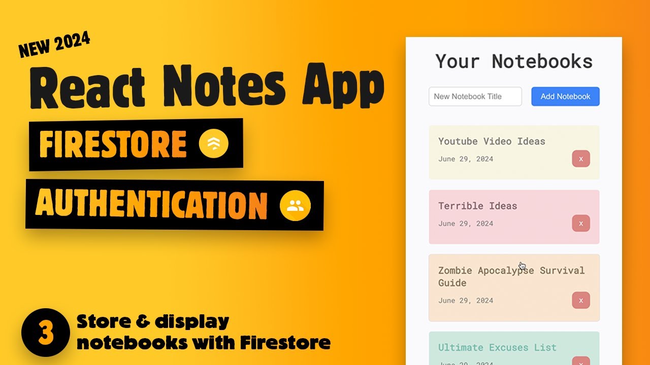 Build a Notes App with React & Firebase – #3 Store & display notebooks ...