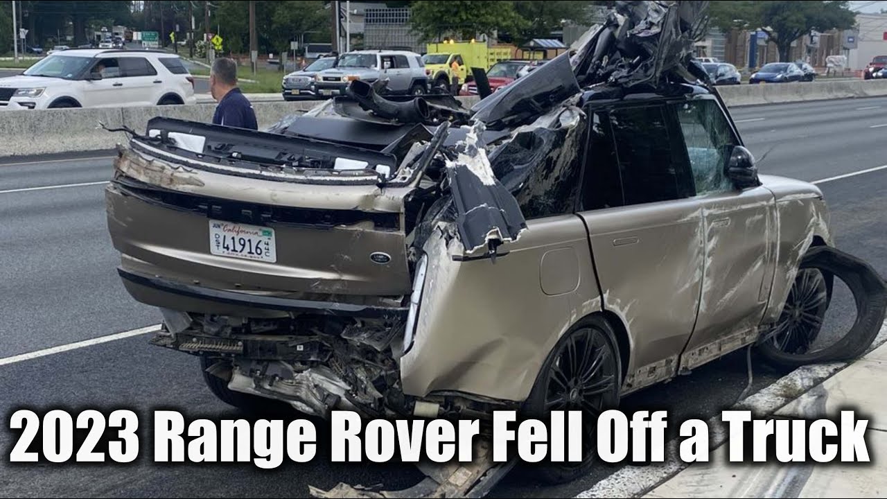 A Brand New 2023 Range Rover Destroyed after It Fell Off a Truck - YouTube