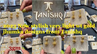 2023 very very light wt gold jhumka designs from Tanishq |Latest stylish new gold jhumka collections screenshot 3