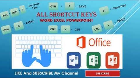 MS Word Excel Power Point Keyboard Shortcut Keys