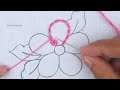 Hand Embroidery | Cute Elegant Flower Embroidery Sewing tutorial for Beginners