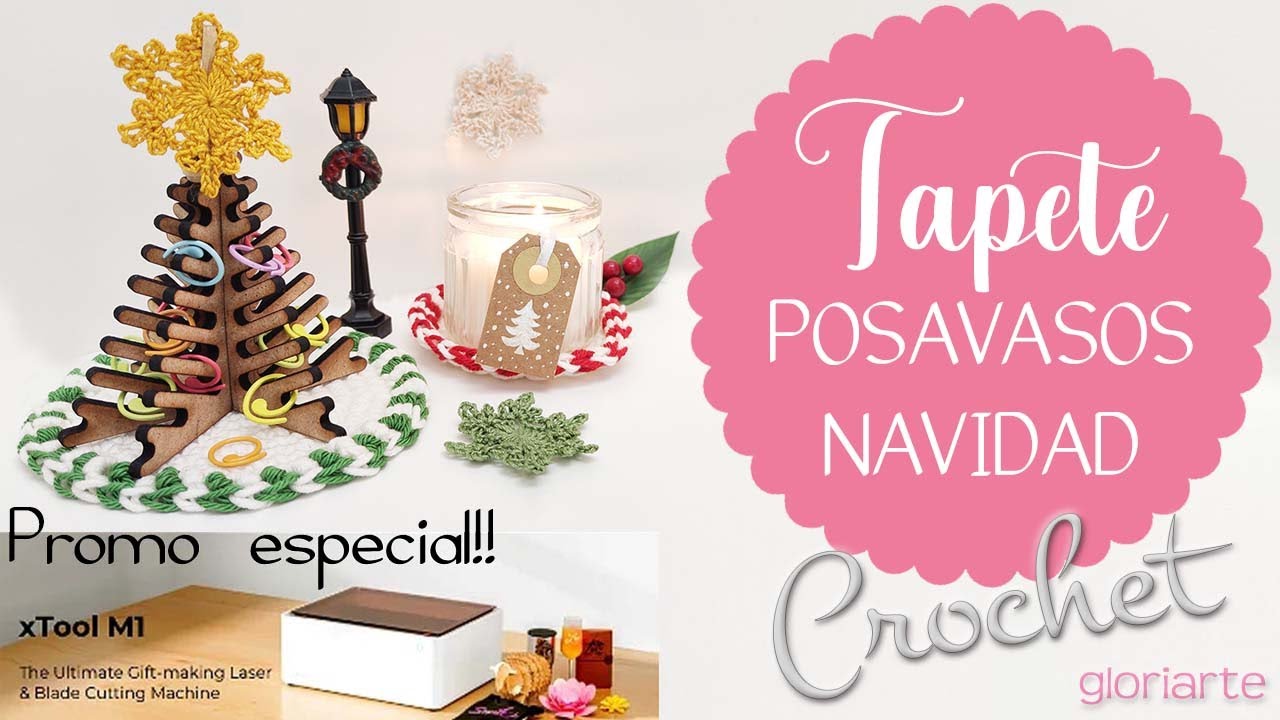 Tapete, Posavasos, Base, Navidad con Ganchillo. Coaster, Mat, Base, Christmas crochet. PROMO XTOOl