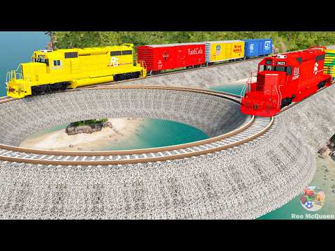 I tested Double Trains vs Loop Track - BeamNG.Drive