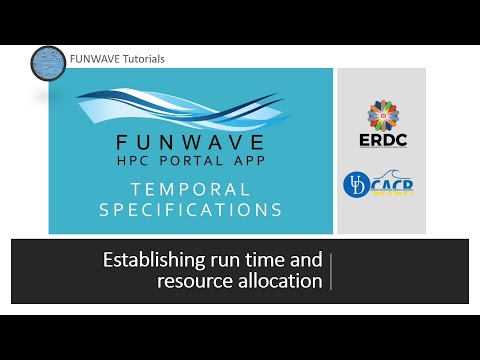 FUNWAVE HPC Portal Application: Input/Output Tab - Temporal Specifications Section