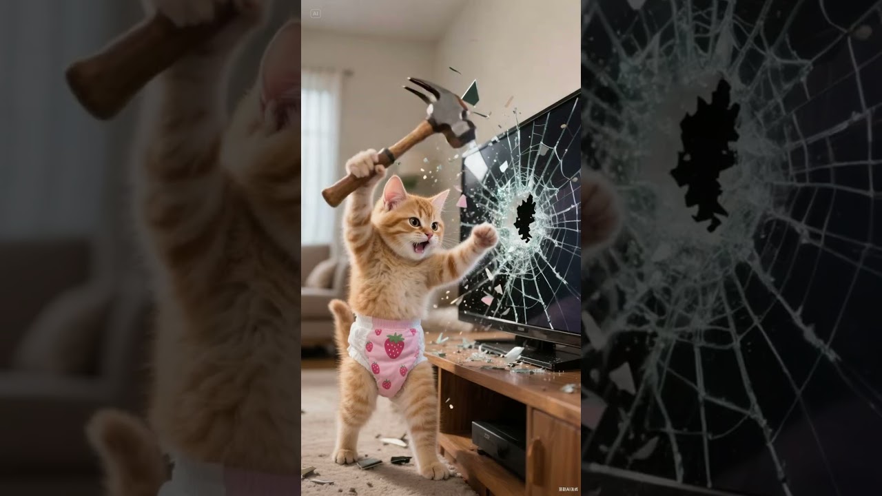 This Kitten Built a Jaeger to Save His Dad! 🤖💥#shorts #cat #animation #ai #ironman #action #diy