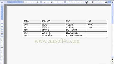 Table Menu Options in MS Word Part 1 MS Office 2003 in Telugu (nowtelugu.com)