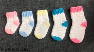 Easy crochet baby socks/five size crochet socks