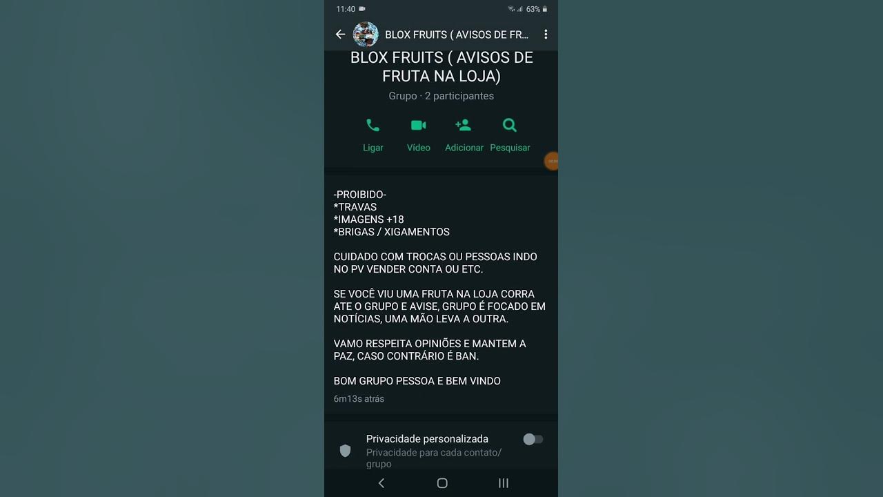 Grupo de WhatsApp VENDA E TROCAS DE CONTAS DE BLOX FRUIT