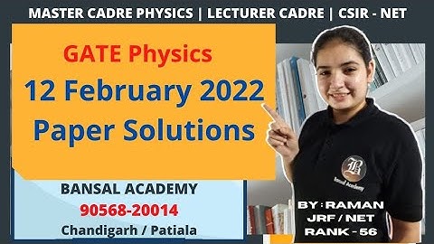Gate physics solutions | 12 feb 2022 | memory based  questions  | bansal academy| part 1
