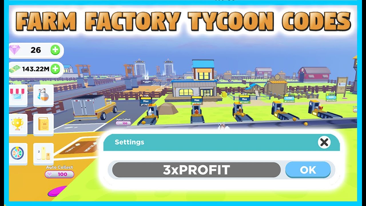FARM FACTORY TYCOON CODES *16 MINS 2X PROFIT + $12K* (ALL WORKING AUGUST  2022) 