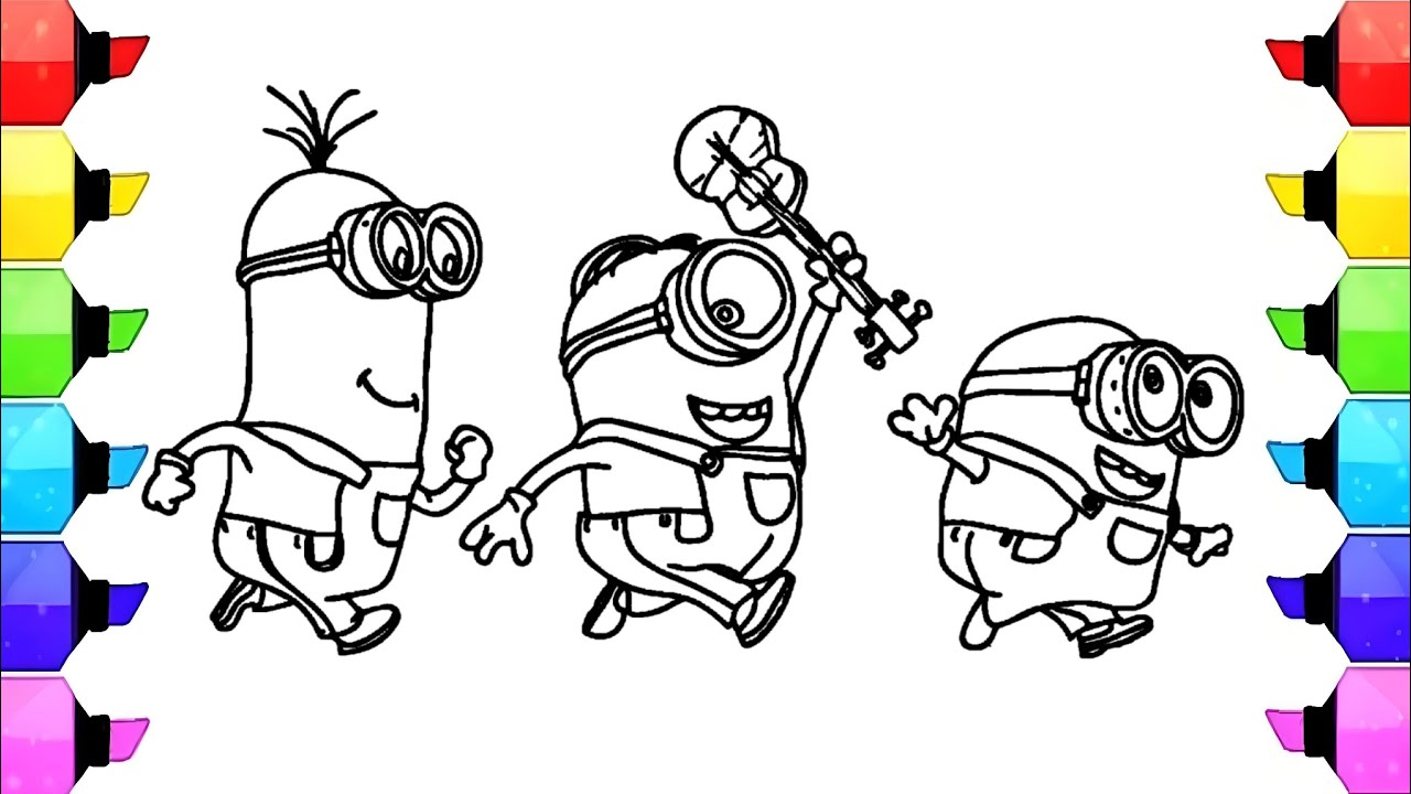 Easy How to Draw a Minion Tutorial Video and Coloring Page