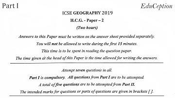 ICSE 2019 Geography Solved Question Paper