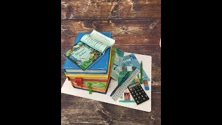 Торт стопка книг и канцелярия из мастики /how to make a cake a stack of books Торт стопка книг и канцелярия из мастики /how to make a cake a stack of books
