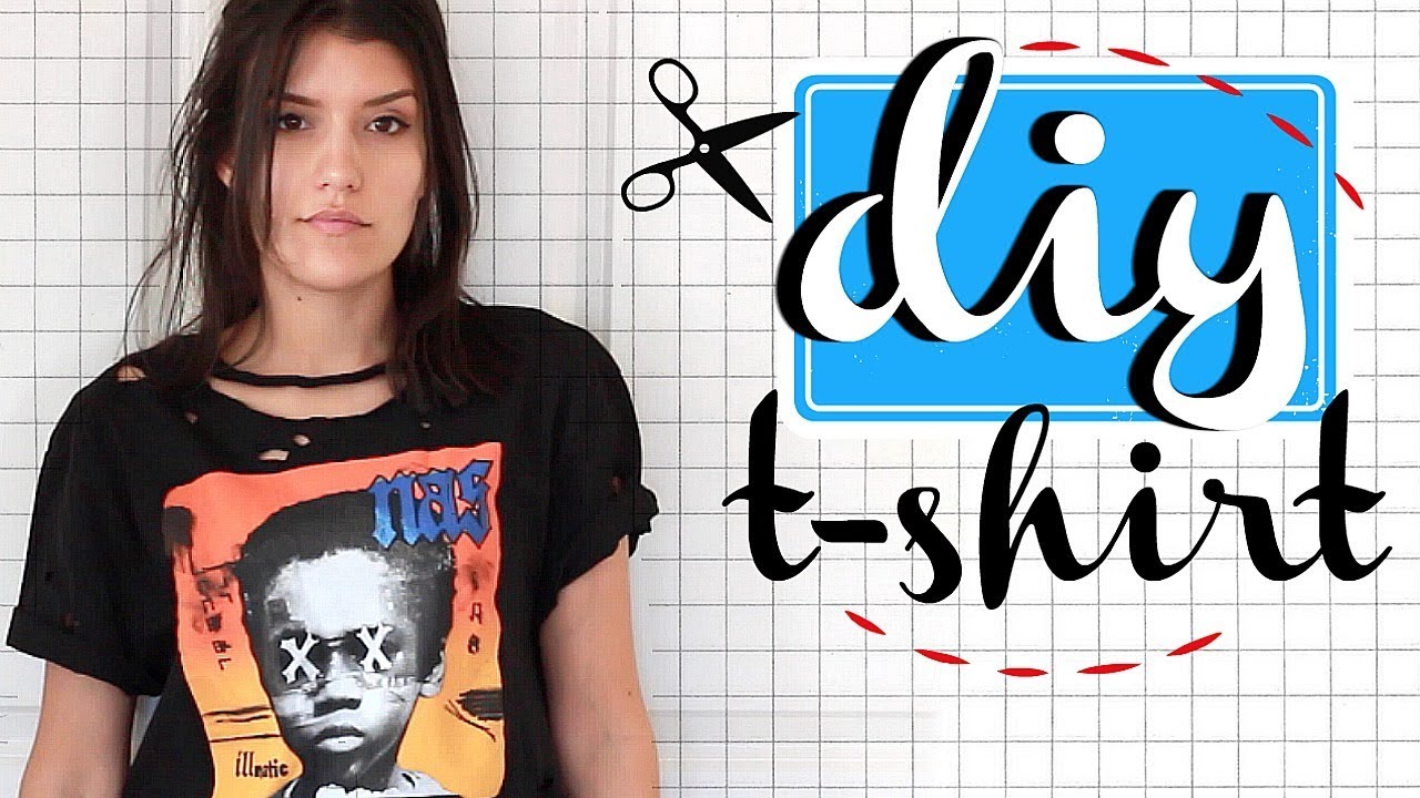 DIY T-SHIRT RECONSTRUCTION!! (NO SEW) - YouTube