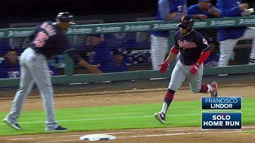 CLE@TEX: Lindor crushes a solo homer to left field