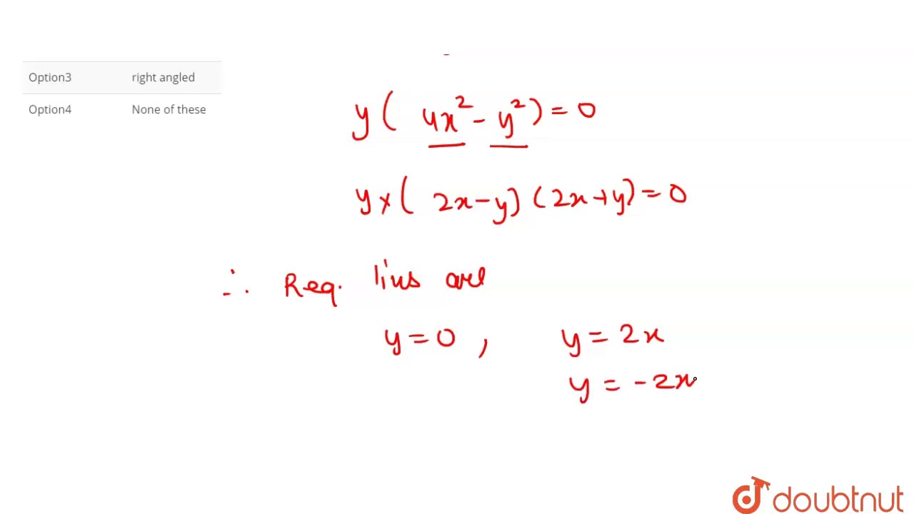 Three Lines Whose Joint Equation Is 4x 2 y y 3 0 Form A Triangle