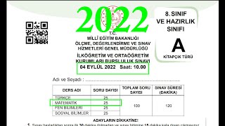 8. Sınıf 2022 yılı #bursluluk Sınavı Matematik Soru Çözümleri