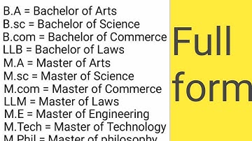 B.A/B.sc/B.com/LLB/MA/M.sc/M.com/LLM/M.E/M.Tech phD full form