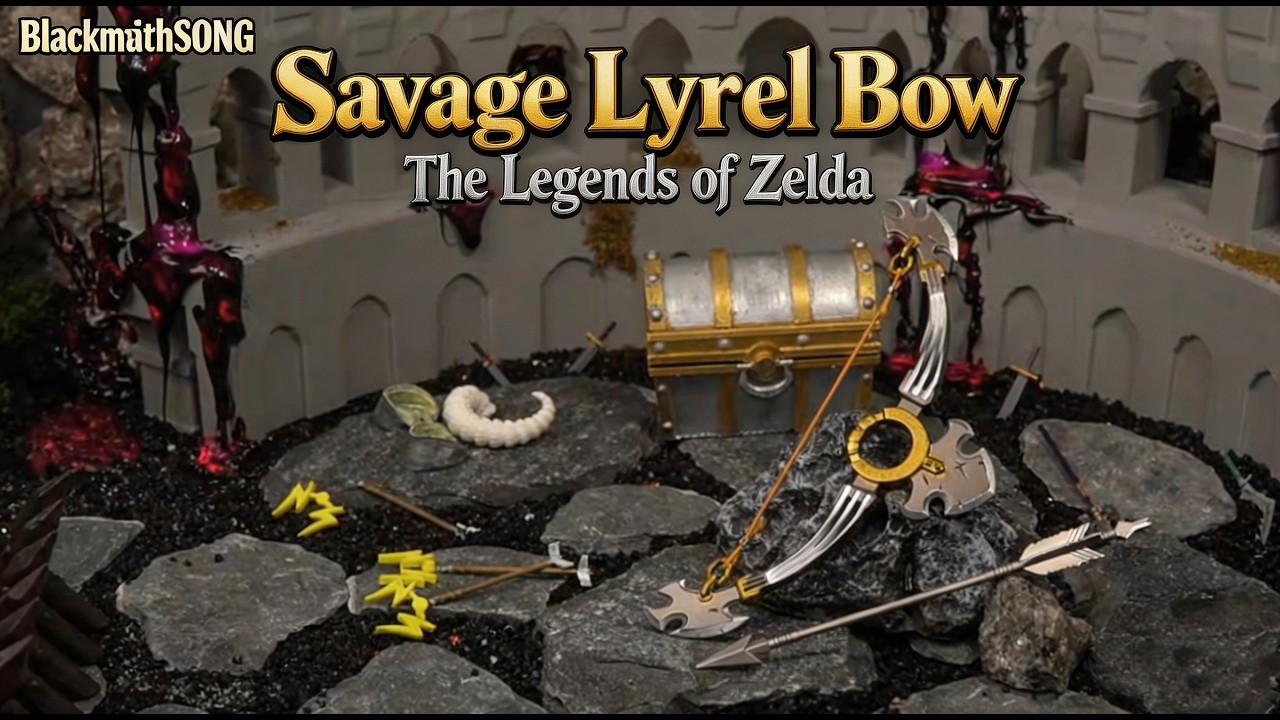 Savage Lynel Bow Replica – 15cm Die-Cast Metal Bow | Arena's Trophy — video still from the handmade miniature scene