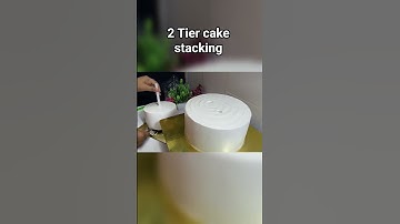 how to stack two tier cake easily 😍 #cake #2tiercake #cakedesign #homebaker #shorts