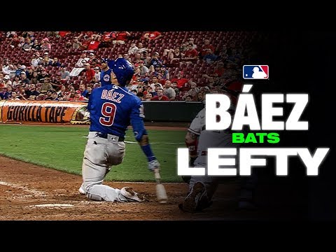 Cubs' Javier Baez bats lefty vs Reds position player