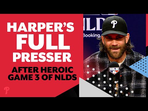 Bryce Harper gives ICONIC press conference following heroic effort in Game 3 | Full Presser