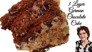 German chocolate cake recipe, icing, coconut pecan frosting, from
start to finish, batter, icing and frosting the cake...