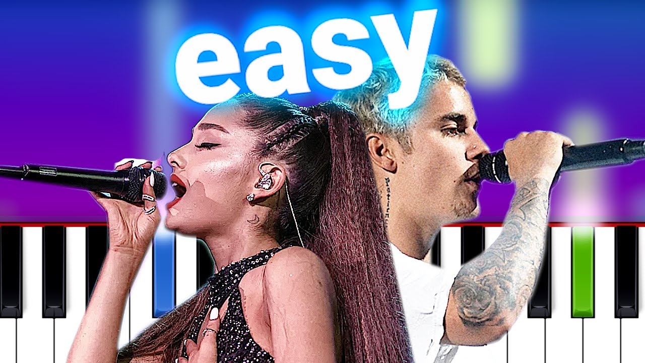 Justin Bieber - Stuck With U ft. Ariana Grande  (100% EASY PIANO) TUTORIAL