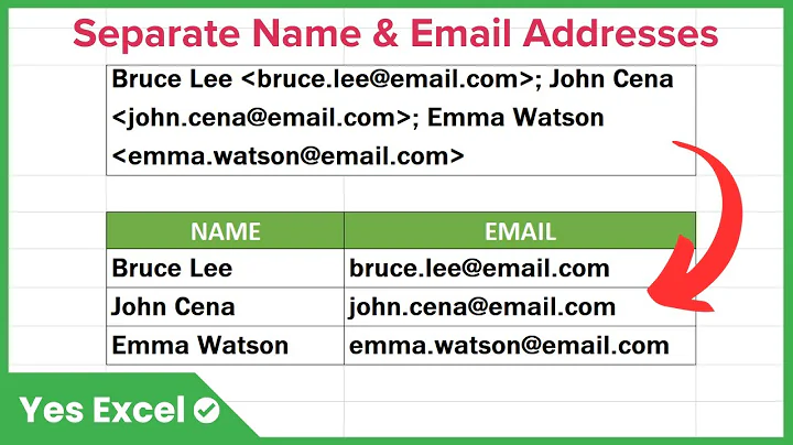 Separate Name and Email Addresses in Excel