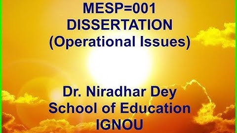 MESP 001 Dissertation (Operational Issues)