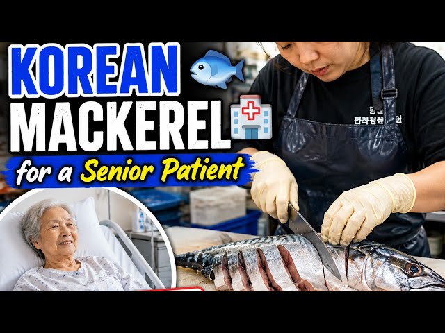 “Slicing Fresh Korean Mackerel for a Senior Patient 🐟🏥”