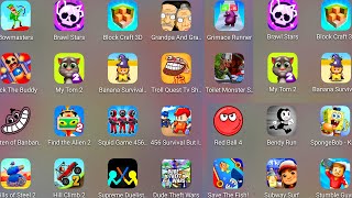 Bowmasters,Subway Surf,Save The Fish,Brawl Stars,Kick The Buddy,Troll Quest TV Shows,Bendy Run