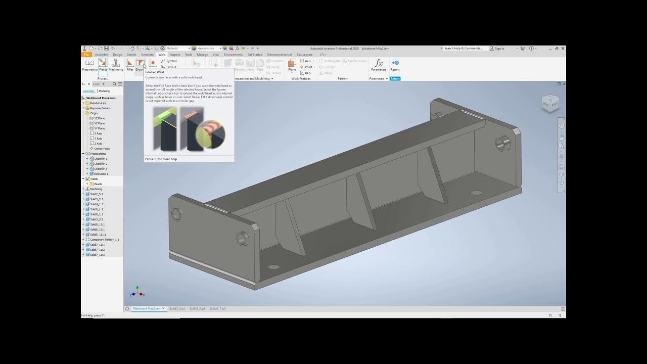 07 Autodesk Inventor 2020 Weldment Excercise YouTube