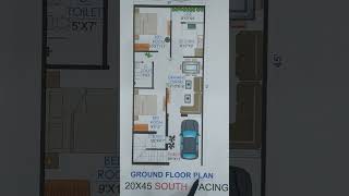 2 Bhk House Plan 900 Sq Ft South Facing  20  45 House Plan  2045 Duplex House Plan 