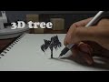 3D drawn tree on paper/ optical illusion